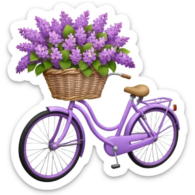 lilac bicycle with lilac flower basket sticker