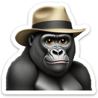 Gorilla with a hat sticker