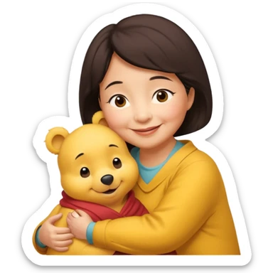 Asian grandma and Winnie the Pooh couple sticker