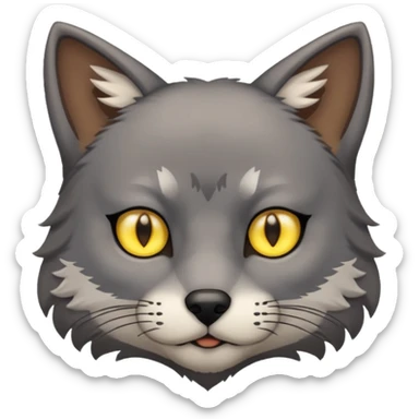 Cat and wolf mix with small slim eyes sticker