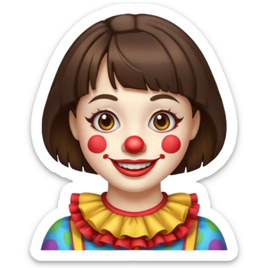 A clown emoji with brunette bangs sticker