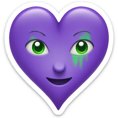 Heart with two colors purple and green sticker