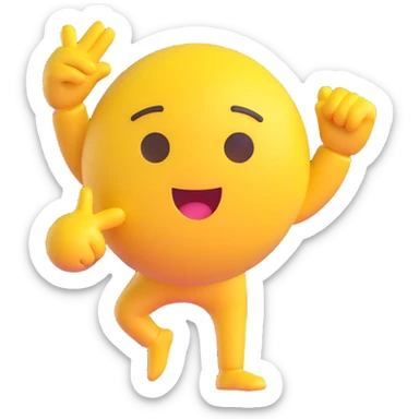 yellow emoji face dabbing, playful and energetic sticker