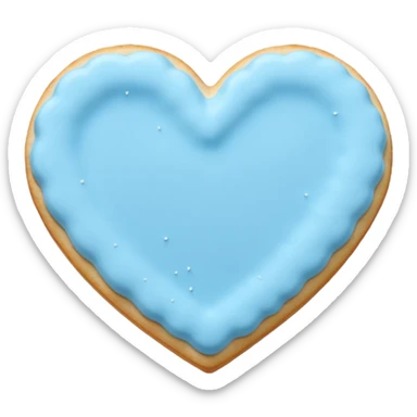 Realistic shortbread cookie in the shape of a heart with pastel blue sticker