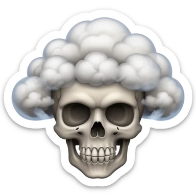 Combine this three emojis 💀🤯💨 where the head should be blasted like 2nd emoji and smoke should come out like third emoji and the reaction should be like this emoji 😨 sticker