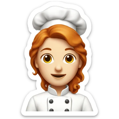 A redhead pastry chef making a cake sticker