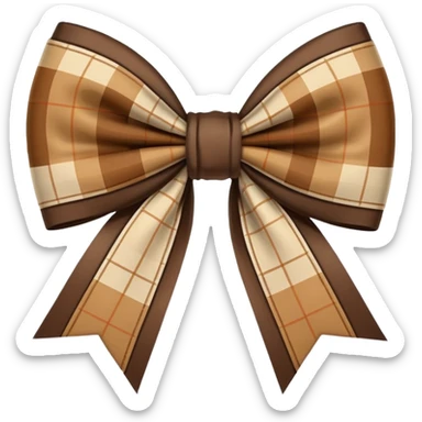beige and brown plaid bow sticker