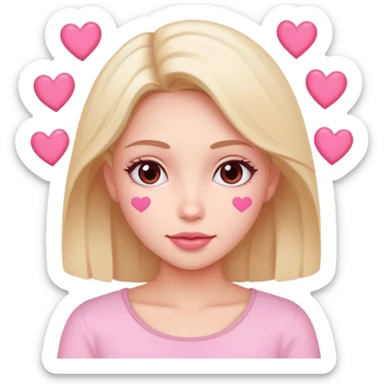 mujer con corazones rosas sticker