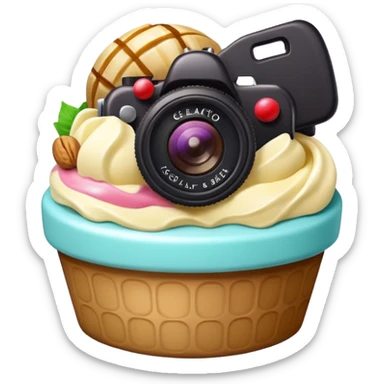 Camera gelato with buts sticker