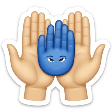 Dos manitas azules diagonales en forma de reverencia sticker