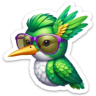 green hummingbird with sunglasses sticker