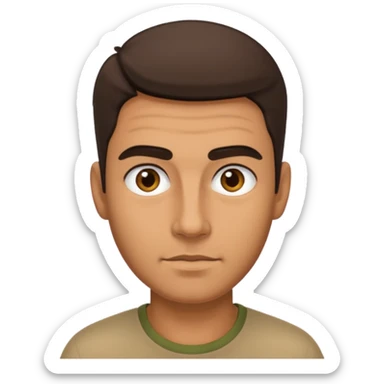 tan man with thick eyebrows and sparse hair sticker