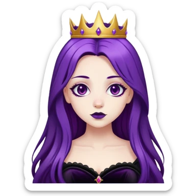 A gothic princess with long purple hair, in a black velvet dress sticker