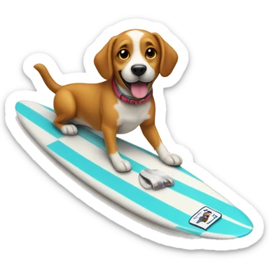 Dog on a surfboard sticker