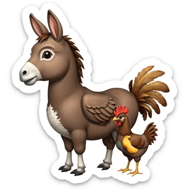 Donkey with a chicken on it sticker