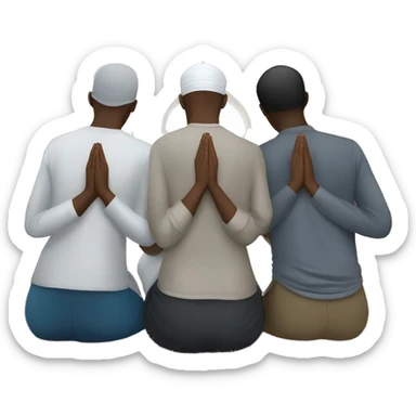 the backs of 3 people praying in congregation in a masjid sticker