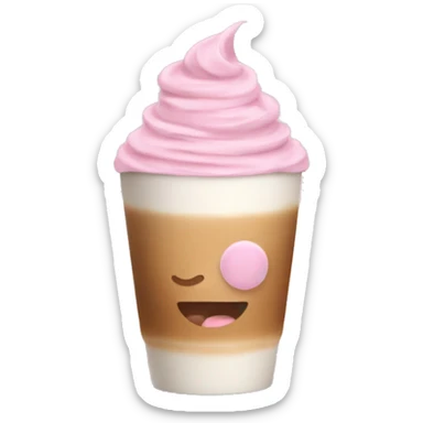Latte coffee with the pastel pink  sticker