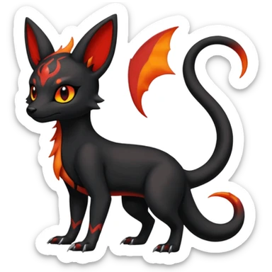 Edgy gothic dark magma-Salandit-Umbreon-Litten-hybrid-fusion (full body) sticker