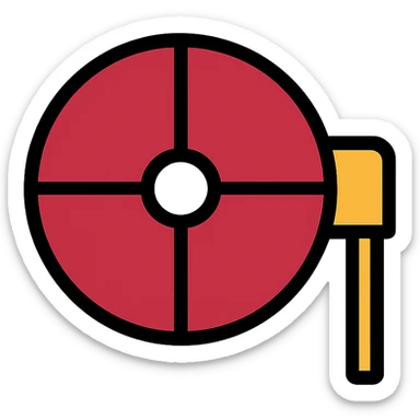 desiccant rotor with deep red body, face divided into 4 equal segments, white background, technical icon style sticker