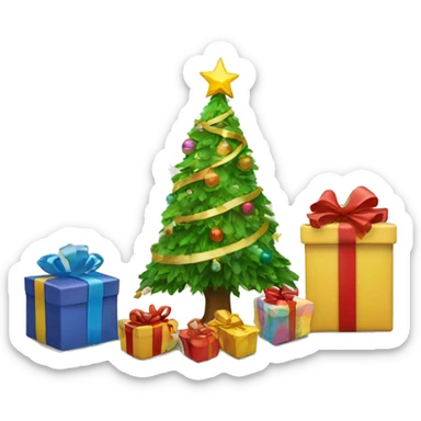 Christmas tree with some gifts sticker