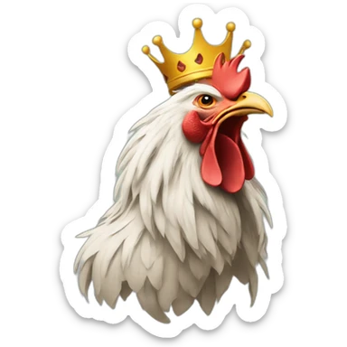howling rooster with a crown on its head sticker