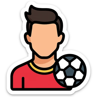 simple, recognizable icon of Ronaldo focusing on his hairstyle and football elements, clean modern icon style sticker