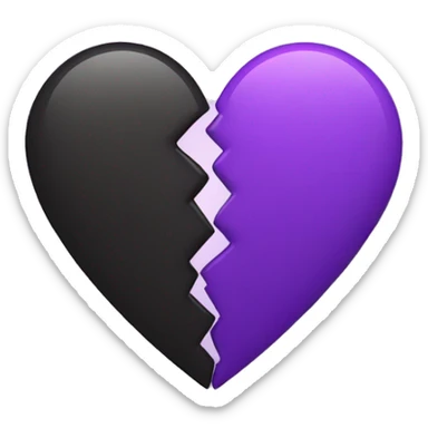 Half black and half purple split heart sticker