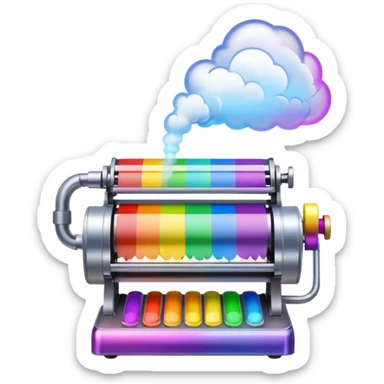 Rainbow creating  machine  with smoke coming out  sticker
