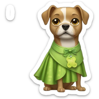 Dog with skirt and frog sticker