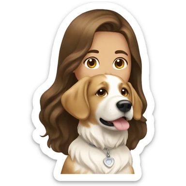 Brown Hair Girl with a white golden Retriever  sticker