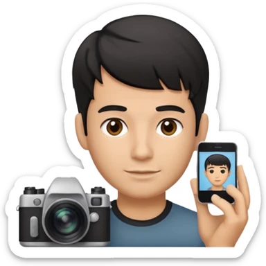 fotografo com cabelo degradado toupet cor do cabelo preto sticker