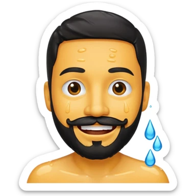 Smiling hispanic man with black beard that is dripping wet sticker