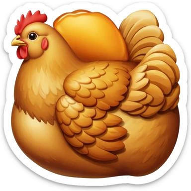 Chicken eating, toasted chicken sticker