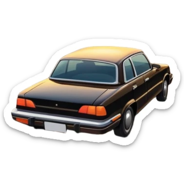 A parked car rests on the side of a long, empty road stretching toward a golden sunset. The sky glows with warm colors, and the landscape ahead feels open, peaceful, and full of promise. sticker