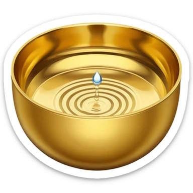 shiny gold bowl top view with water inside sticker