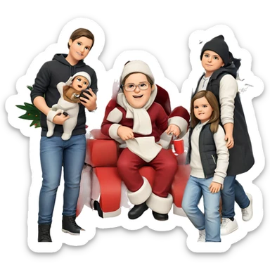 boys in hats by christmas tree sticker