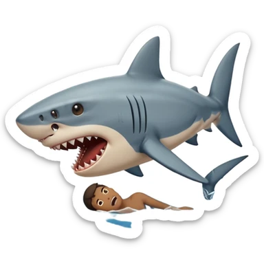 shark attacking human sticker