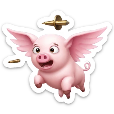 flying pig shooting rpg  sticker