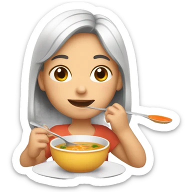 Girl eating soup sticker