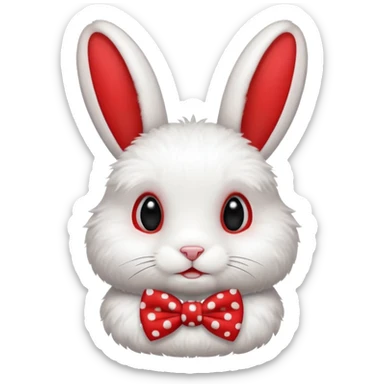 Fluffy rabbit with polka-dot bow tie sticker