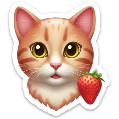 Cat strawberry sticker