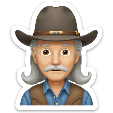 Elderly men with hats long hair  cow boy look sticker