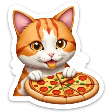 cat eating pizza sticker