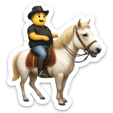 I really really fat dog riding a horse sticker
