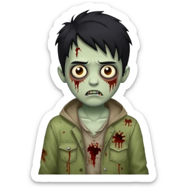 Boy zombie with social black hair sticker