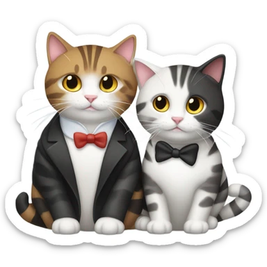 Tabby cat and tuxedo cat hugging sticker