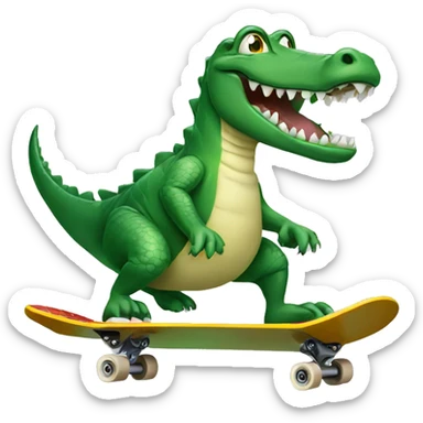 Alligator riding skateboard sticker