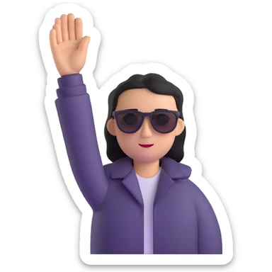 person with sunglasses, hand up in stop pose sticker