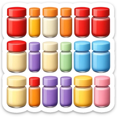 Japanese brand creams arranged with horizontal variation and vertical consistency. sticker