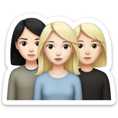 A black hair girl a blonde girl and a blonde boy sticker
